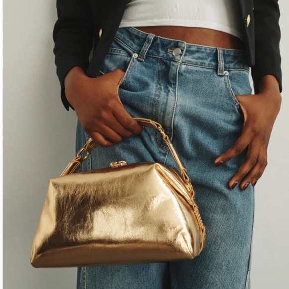 SANDRO Elegant Gold Handbag, preowned , some slight rubbing throughout - Picture 1 of 8